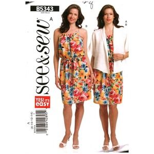 Butterick See & Sew B5343 Misses Jacket and Dress Sewing Pattern Size 8 CUT Easy